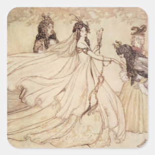 Vintage Fairy Tales, Cinderella by Arthur Rackham Square Sticker