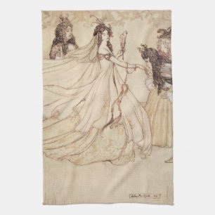 Vintage Fairy Tales, Cinderella by Arthur Rackham Tea Towel