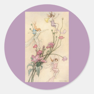 Vintage Fairy Tales, Three Spirits Filled With Joy Classic Round Sticker