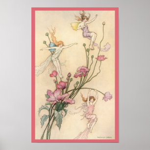 Vintage Fairy Tales, Three Spirits Filled With Joy Poster