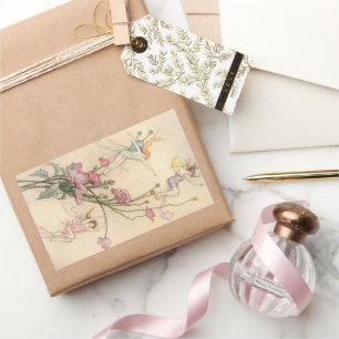 Vintage Fairy Tales, Three Spirits Filled With Joy Rectangular Sticker