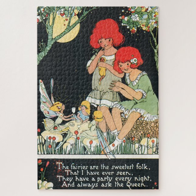 Vintage Fairy Tea Party Jigsaw Puzzle (Vertical)