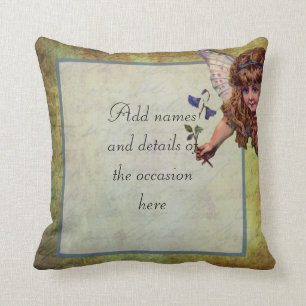 Vintage fairy themed personalised cushion