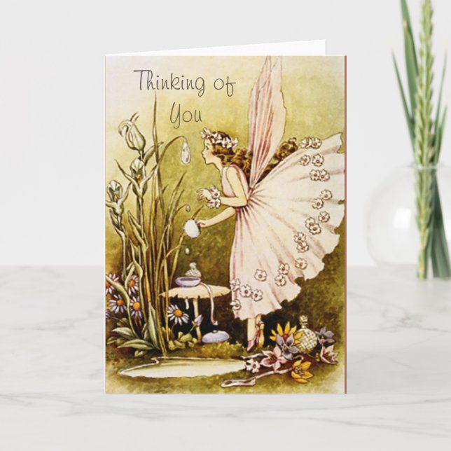 Vintage Fairy "Thinking of You" Card (Front)