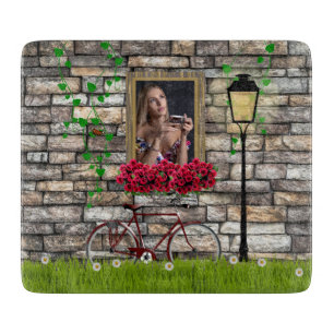 Vintage Fairytale Bicycle Roses Girly Photo Frame Cutting Board