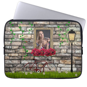 Vintage Fairytale Bicycle Roses Girly Photo Frame Laptop Sleeve