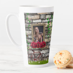 Vintage Fairytale Bicycle Roses Girly Photo Frame Latte Mug