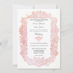 Vintage Fairytale Birds Border Wedding Invitation
