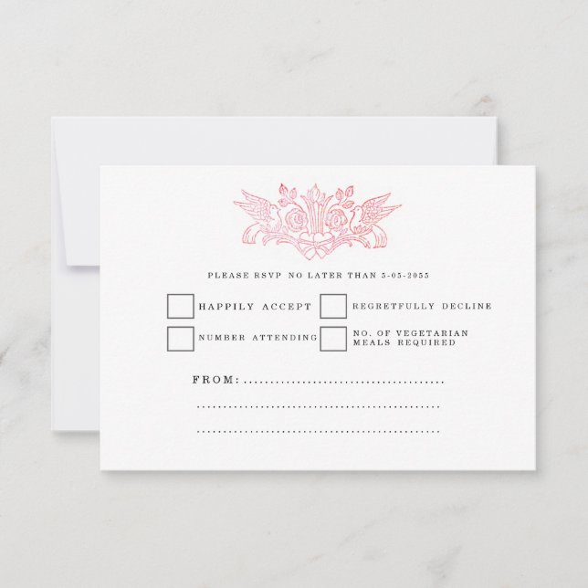 Vintage Fairytale Birds Wedding RSVP Cards (Front)
