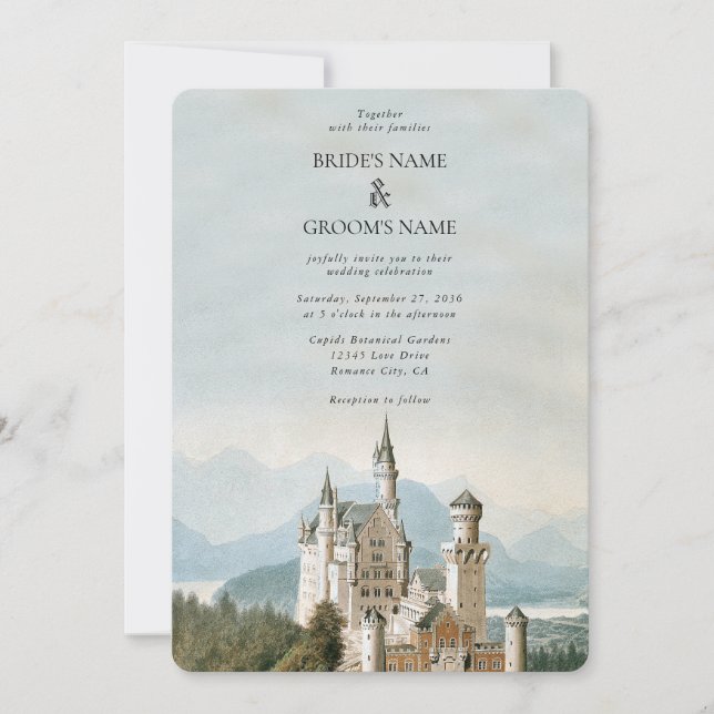 Vintage Fairytale Castle Rustic Forest Wedding Invitation (Front)
