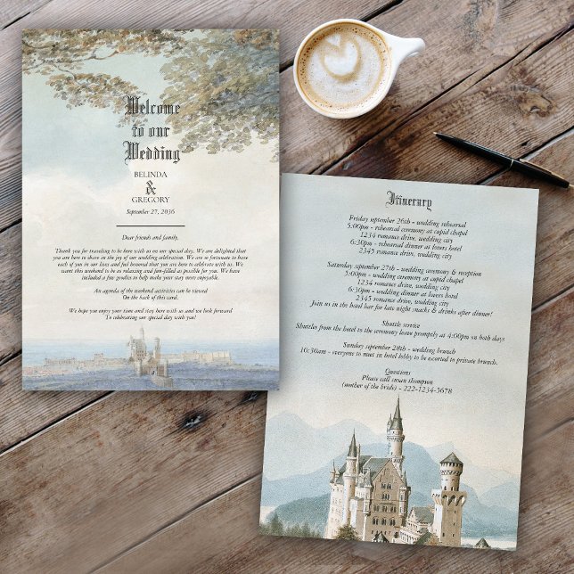 Vintage Fairytale Castle Rustic Wedding Itinerary  Programme (Vintage Fairytale Castle Rustic Wedding Itinerary Program)