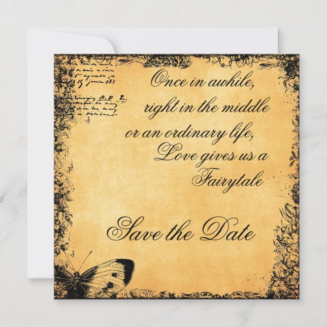 Vintage Fairytale Love Quote Save the Date (Front)