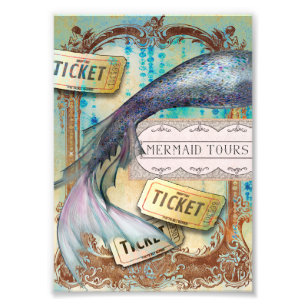 Vintage Fairytale Mermaid Tours Art Print