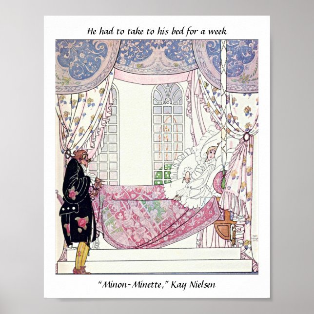 Vintage fairytale prince watercolor illustration poster (Front)