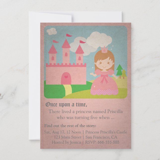 Vintage Fairytale Princess, Girl Birthday Party Invitation (Front)