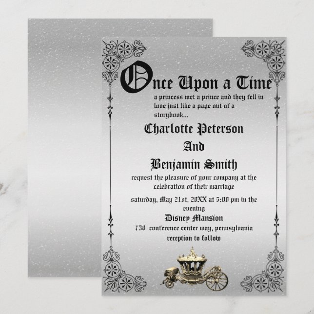 Vintage Fairytale Wedding Invitation (Front/Back)