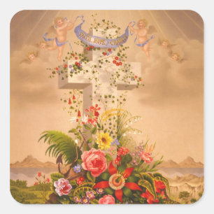 Vintage Faith Hope Charity Easter Cross 1875 Square Sticker