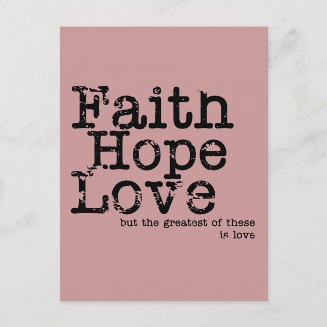 Vintage Faith Hope Love Postcard (Front)