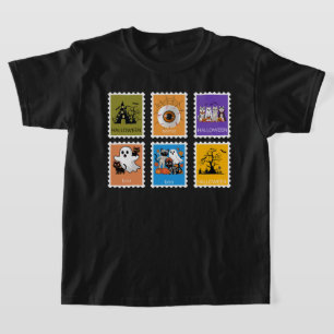 Vintage Fall Aesthetic Halloween Postage stamps  T-Shirt