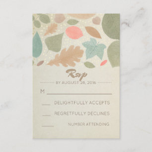Vintage Fall and Gold Dots Wedding RSVP Card