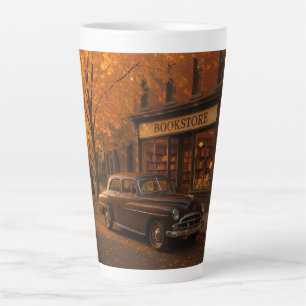 Vintage Fall/Autumn bookstore & car Latte Mug