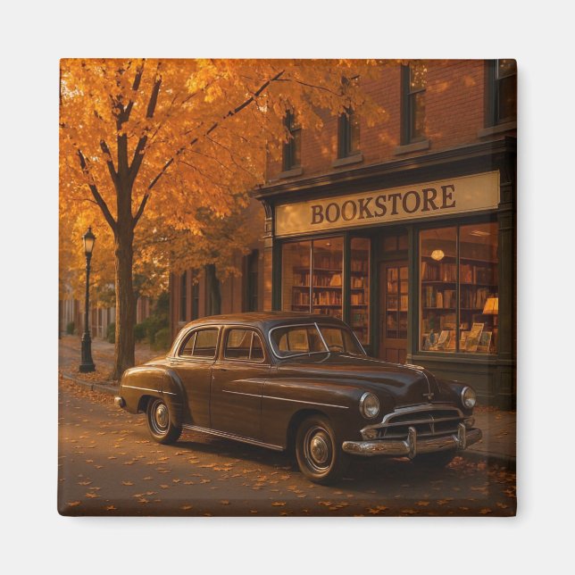 Vintage Fall/Autumn bookstore & car Magnet (Front)