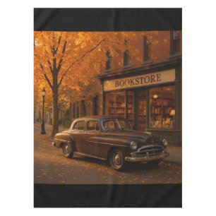 Vintage Fall/Autumn bookstore & car Tablecloth