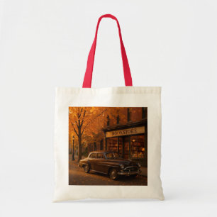 Vintage Fall/Autumn bookstore & car Tote Bag