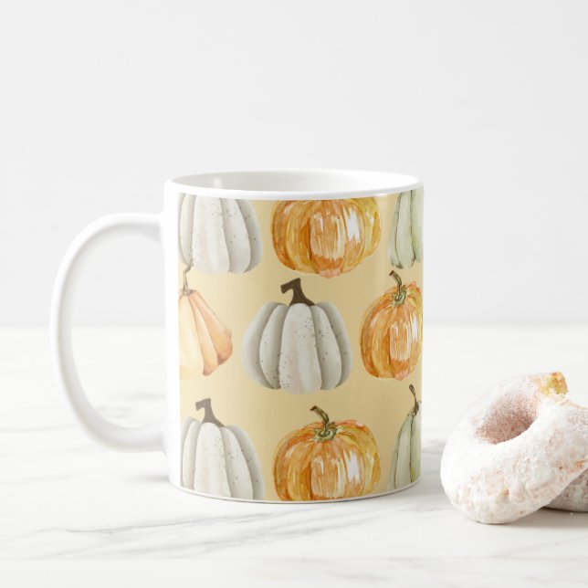 Vintage Fall Autumn Orange Pumpkin Cosy Mug (With Donut)