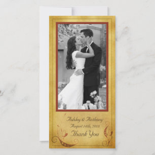 Vintage Fall Country Rustic Floral Wedding Thank You Card