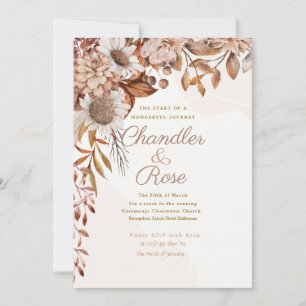 Vintage Fall Floral Arrangement Wedding Invitation