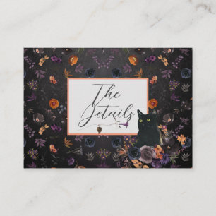 Vintage Fall Floral Goth Black QRC Wedding Details Enclosure Card