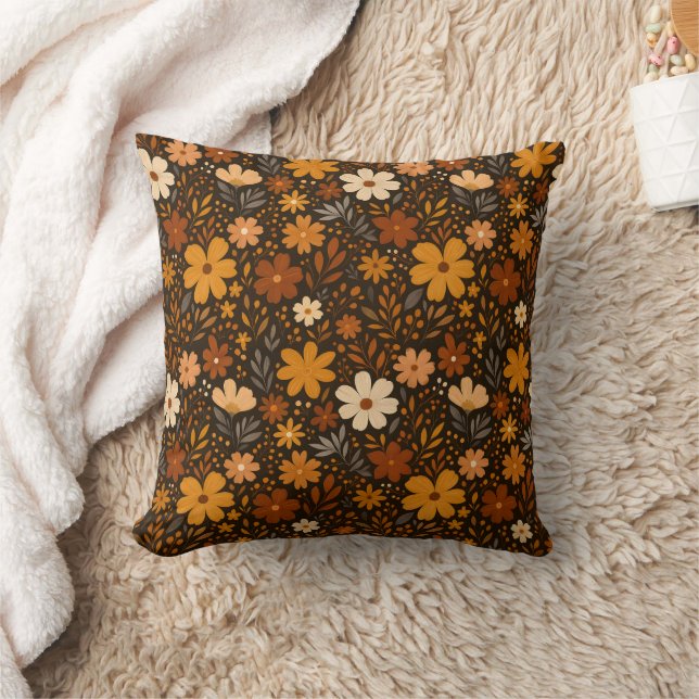 Vintage Fall Floral Pattern – Autumn Flowers Cushion (Blanket)
