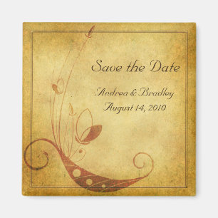 Vintage Fall Floral Wedding Save the Date Magnet