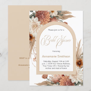 Vintage Fall Flowers Arch Bridal Shower Invitation