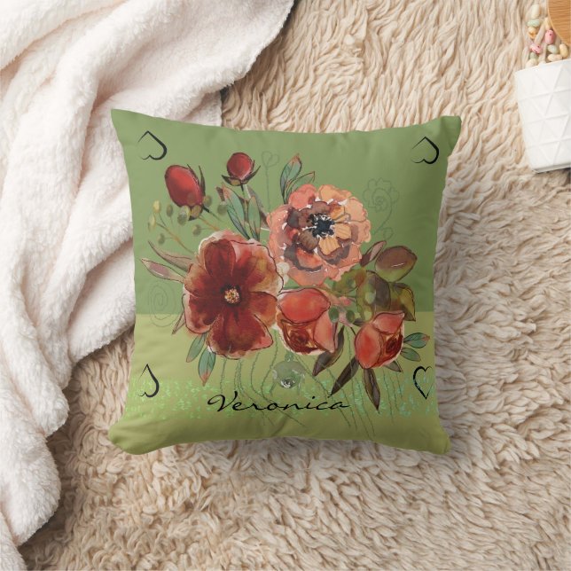 Vintage Fall Flowers Cushion (Blanket)