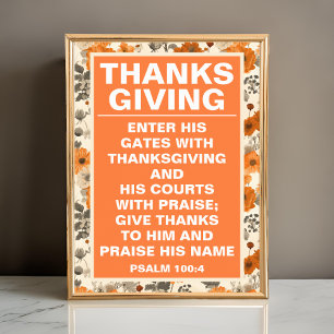 Vintage Fall Flowers Thanksgiving Wall Art Print