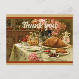 Vintage Fall Happy Thanksgiving Turkey Rustic Postcard