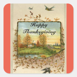 Vintage Fall Landscape Thanksgiving  Stickers