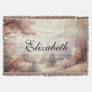 Vintage Fall Leaves Scenery neutral colors  Throw Blanket