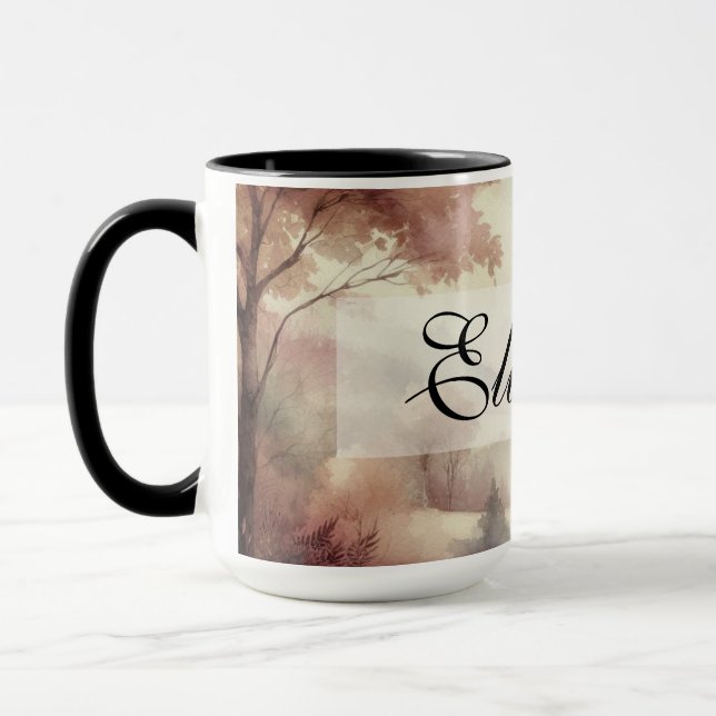 Vintage Fall Leaves Scenery neutral colours  Mug (Left)