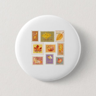 Vintage Fall Leaves _ Watercolor Leaf Stamps _ Aut 6 Cm Round Badge