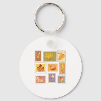 Vintage Fall Leaves _ Watercolor Leaf Stamps _ Aut Key Ring