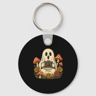 Vintage Fall Mushroom Ghost With Camera Woodland H Key Ring