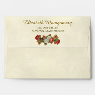 Vintage Fall or Autumn Flowers Ivory Wedding Envelope