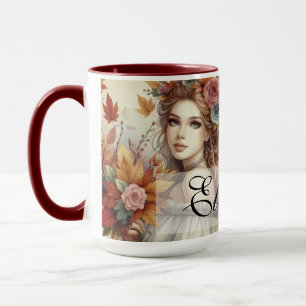 Vintage Fall Princess with Autumn leaves Mug