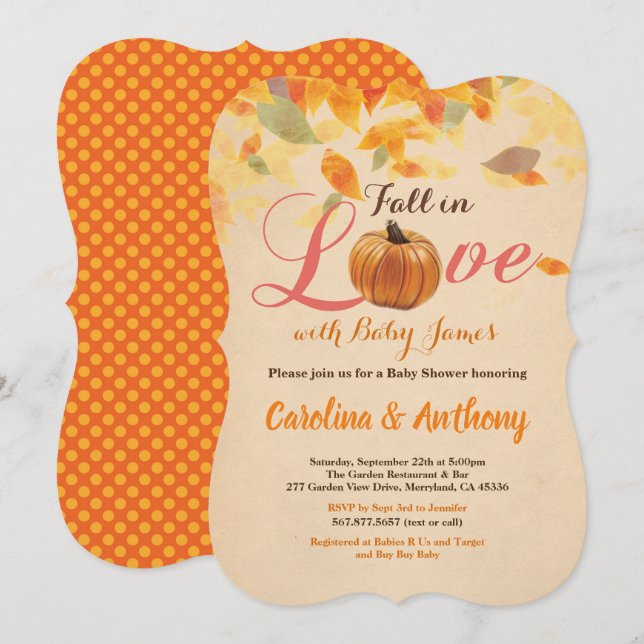 Vintage fall pumpkin baby shower invitation rustic (Front/Back)