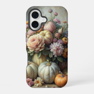 VINTAGE FALL PUMPKIN SCENE WITH FLOWERS iPhone 16 CASE