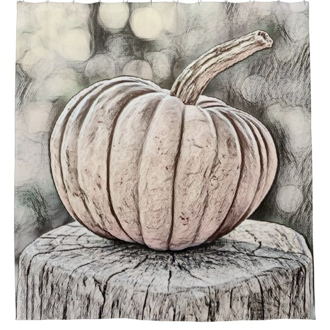 Vintage Fall pumpkins fall colours drawing  Shower Curtain (Front)