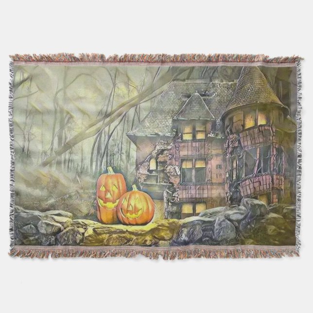 Vintage Fall pumpkins fall colours drawing  Throw  Blanket (Front)